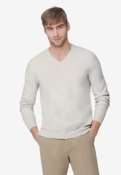 V-AUSSCHNITT AUS ULTRASOFT - Strickpullover - Off-white