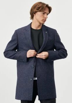 STANDARD FIT FIGURED - Kurzmantel - Navy Blue