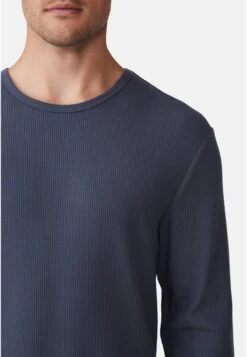 COTTON ON TEXTURED LONG SLEEVE - Langarmshirt - Blue -Herrenbekleidung 143cbac7a3104efd8220aff14aec92a3