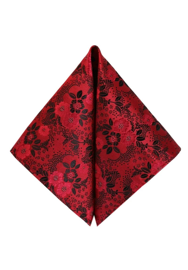 2 SET - Einstecktuch - Rubin Rot Schwarz Paisley Gebluemt Weinrot 4 2 SET - Einstecktuch - Rubin Rot Schwarz Paisley Gebluemt Weinrot – Bild 2