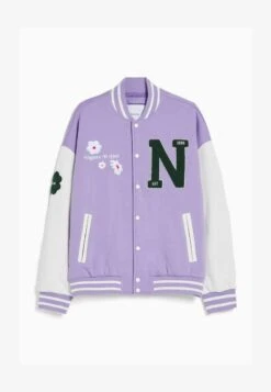 BERSHKA EMBROIDERED FLORAL - Bomberjacke - Mottled Purple -Herrenbekleidung 2051a88b8a9147b1a269d7bc331900ab