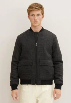 TOM TAILOR Denim REGULAR FIT MIT AUFGESETZTEN TASCHEN - Bomberjacke - Grey Brown Navy Mini Check