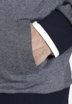 DUKE MELVYN - Sweatjacke - Dunkelblau Gestreift -Herrenbekleidung 2a32de8af33a4ed889939685850f7074