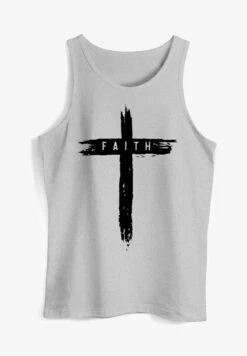 TANK-PRINT AUFDRUCK KREUZ CROSS FAITH GLAUBE TREND-MO - Top - Weiß -Herrenbekleidung 491362a2d5c94ad7b6397970456c528f