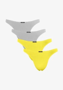 4ER PACK HERREN STRING TANGA ENG ANLIEGEND STRETCH - Slip - Grau/gelb -Herrenbekleidung 4c3c8036f97642639f68604029c59c96 1