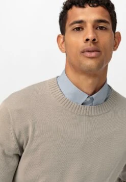 RUNDHALS - Strickpullover - Stein -Herrenbekleidung 4c587deb51fa4e94a679b5246b398c86