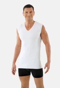 UNTERHEMD LASERCUT OHNE SAUM DEEP-V OHNE ARM - Unterhemd/-shirt - Weiß -Herrenbekleidung 5e6027ec5cc5413f91615c9afbe66197