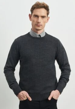 STANDARD FIT O COLLAR - Strickpullover - Black -Herrenbekleidung 62802f625e35498e97d745662bcff37b