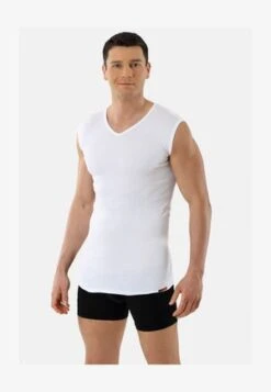UNTERHEMD LASERCUT OHNE SAUM DEEP-V OHNE ARM - Unterhemd/-shirt - Weiß -Herrenbekleidung 6406fb78c29346179962a4affc524e00
