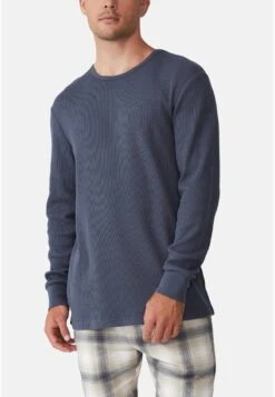 COTTON ON TEXTURED LONG SLEEVE - Langarmshirt - Blue -Herrenbekleidung 7b7f75bb1d5848028dc8f0ed0efb9951 1