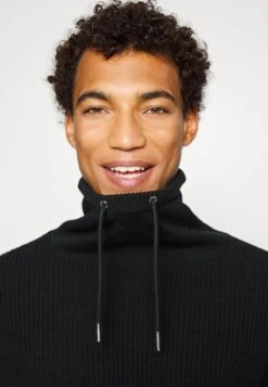 Pier One STRUCTURE BLOCK HIGH COLLAR - Strickjacke - Black -Herrenbekleidung 8ae538afff544777a63a44071114fc02