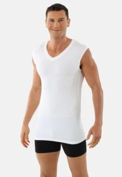 UNTERHEMD LASERCUT OHNE SAUM DEEP-V OHNE ARM - Unterhemd/-shirt - Weiß -Herrenbekleidung 93ca767a0d3041b595908171041d39ad