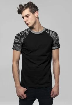 URBAN CLASSICS RAGLAN CONTRAST - T-Shirt Print - Black/ Grey