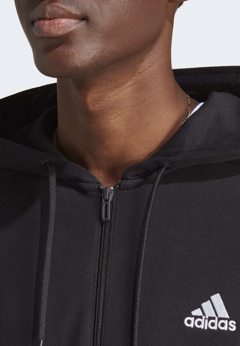 Adidas Sportswear M 3S FT FZ HD - Sweatjacke - Black White 6 Adidas Sportswear M 3S FT FZ HD - Sweatjacke - Black White – Bild 4