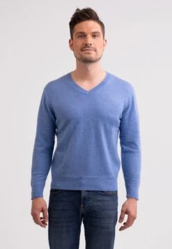 V-AUSSCHNITT - Strickpullover - Azurblau