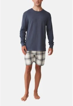 COTTON ON TEXTURED LONG SLEEVE - Langarmshirt - Blue -Herrenbekleidung a7d43a68477646468c6d96f7d8612a50