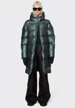 Rains LONG PUFFER JACKET UNISEX - Wintermantel - Silver Pine