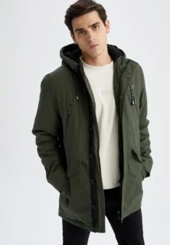 DeFacto SLIM FIT - Wintermantel - Khaki -Herrenbekleidung b78fd81656904b9d896373a631bc34e1 1