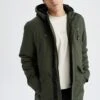 DeFacto SLIM FIT - Wintermantel - Khaki -Herrenbekleidung b78fd81656904b9d896373a631bc34e1