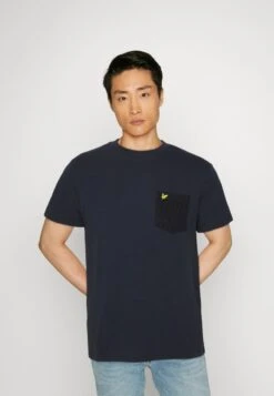 Lyle & Scott GRID POCKET - T-Shirt Print - Dark Navy/jet Black