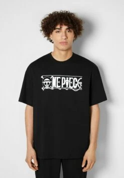 BERSHKA BOXY FIT SHORT SLEEVE ONE PIECE - T-Shirt Print - Black -Herrenbekleidung ba240561d1164d13997ff4d0449886e9