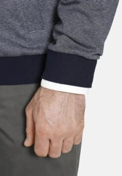 DUKE MELVYN - Sweatjacke - Dunkelblau Gestreift -Herrenbekleidung bc6214d6b11c4f0396feec403b27c26a