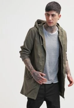 DeFacto SLIM FIT - Wintermantel - Khaki -Herrenbekleidung c71523364f7744a092e9881621fd4ff0
