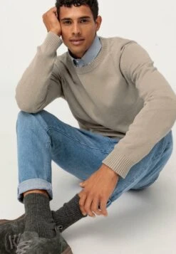 RUNDHALS - Strickpullover - Stein -Herrenbekleidung e892b94496314b5286d503645ba3c87a